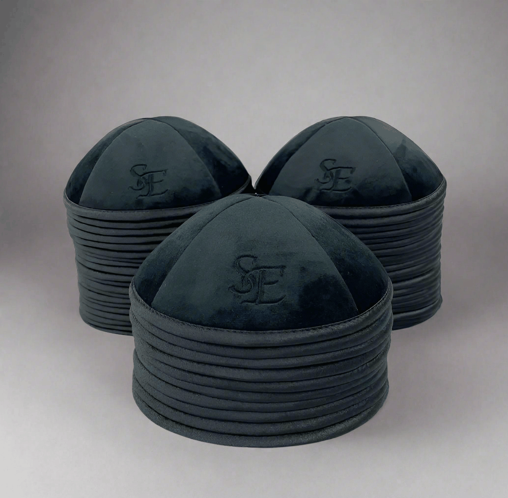kippots personnalisés en velours gris