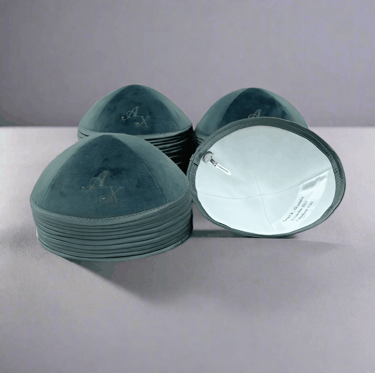 kippots personnalisés en velours gris