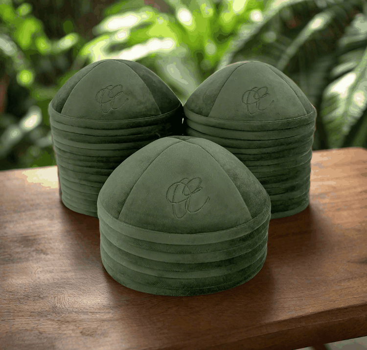 kippots personnalisés en velours gris